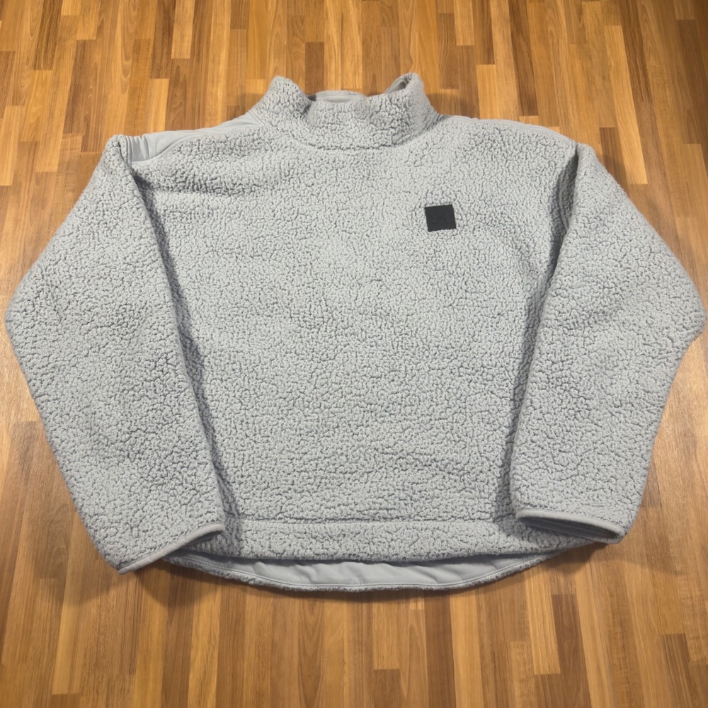Under Armour Womens Sherpa Fleece Pullover Mock Neck Light Blue Gray Large